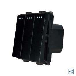 Modul Intrerupator Triplu Cap Scara Mecanic LUXION - negru