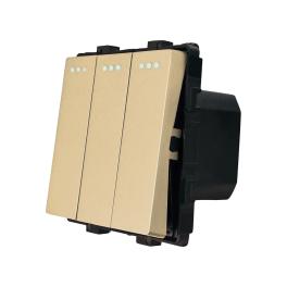 Modul Intrerupator Triplu Mecanic LUXION - auriu