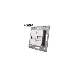 Modul Priză dublă reţea calculator + telefon, RJ45+RJ11