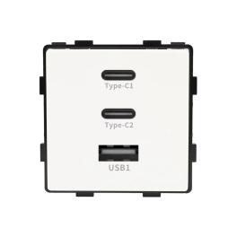 Modul Priza Fast Charge 65W - USB-A + 2 x USB-C LUXION - alb