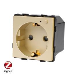 Modul Priza Inteligenta cu Protocol Zigbee si Monitorizare Consum, Fara Rama Din Sticla LUXION - auriu
