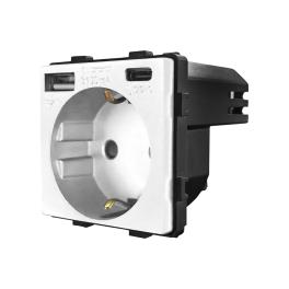 Modul Priza Simpla + USB-A + USB-C LUXION - alb