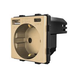 Modul Priza Simpla + USB-A + USB-C LUXION - auriu