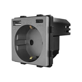 Modul Priza Simpla + USB-A + USB-C LUXION - gri