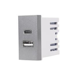 Modul Priza USB A+C 1M LUXION, Standard Italian - gri