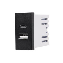 Modul Priza USB A+C 1M LUXION, Standard Italian - negru
