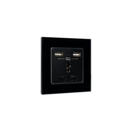 MULTI-FUNCT. SOCKET 16A WITH 2XUSB GLASS FRAME BL