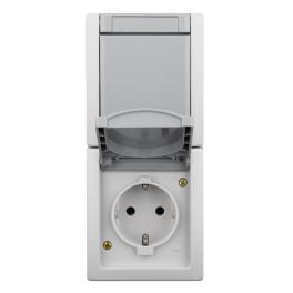 Întrerupător cap-scară+priză PE capac,16A, m vert,PT,IP54