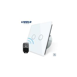 Întrerupător dublu, wireless RF + telecomandă tip breloc