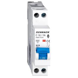 Întreruptor automat modular, AMPARO 6kA, C 16A, 1P+N, 1UH