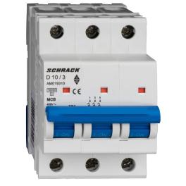 Întreruptor automat modular (MCB) AMPARO 10kA, D 10A, 3 poli
