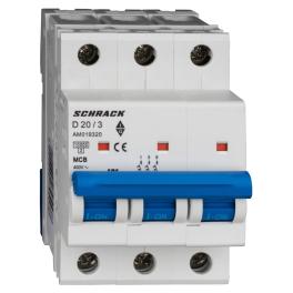 Întreruptor automat modular (MCB) AMPARO 10kA, D 20A, 3 poli