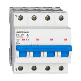 Întreruptor automat modular (MCB) AMPARO 6kA, B 6A, 3P+N