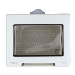 Outdoor surface mount box, IP55, transparent lid, 3M, white