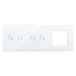 Panou 2 Intrerupatoare Duble si 1 Priza cu Touch Din Sticla LUXION - alb