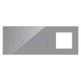 Panou 2 Intrerupatoare Duble si 1 Priza cu Touch Din Sticla LUXION - gri