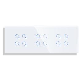 Panou 3 Intrerupatoare Cvadruple cu Touch din Sticla LUXION - alb