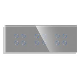 Panou 3 Intrerupatoare Cvadruple cu Touch din Sticla LUXION - gri