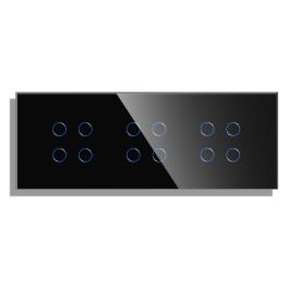 Panou 3 Intrerupatoare Cvadruple cu Touch din Sticla LUXION - negru