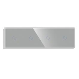 Panou 4 Intrerupatoare Simple cu Touch din Sticla LUXION - gri