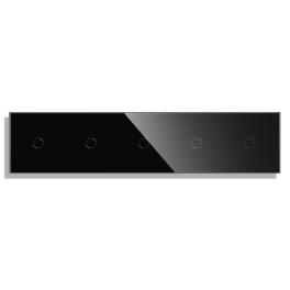 Panou 5 Intrerupatoare Simple cu Touch din Sticla LUXION - negru