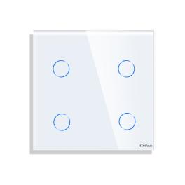 Panou Intrerupator Cvadruplu cu Touch Mini din Sticla LUXION - alb