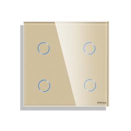 Panou Intrerupator Cvadruplu cu Touch Mini din Sticla LUXION - auriu