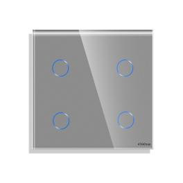 Panou Intrerupator Cvadruplu cu Touch Mini din Sticla LUXION - gri