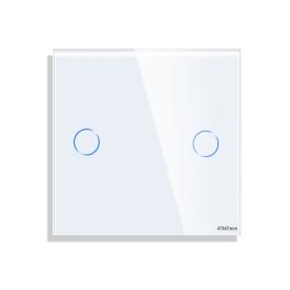 Panou Intrerupator Dublu cu Touch Mini din Sticla LUXION - alb