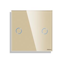 Panou Intrerupator Dublu cu Touch Mini din Sticla LUXION - auriu