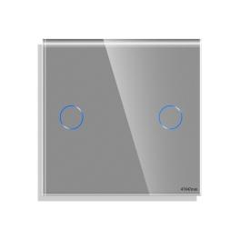 Panou Intrerupator Dublu cu Touch Mini din Sticla LUXION - gri