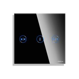 Panou Intrerupator Jaluzele cu Touch Mini din Sticla LUXION - negru