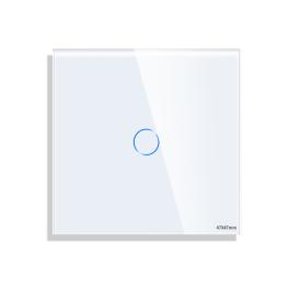 Panou Intrerupator Simplu cu Touch Mini din Sticla LUXION - alb
