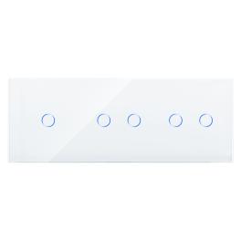 Panou Intrerupator Simplu + Dublu + Dublu cu Touch din Sticla LUXION - alb