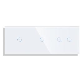 Panou Intrerupator Simplu + Simplu + Dublu cu Touch din Sticla LUXION - alb