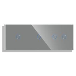 Panou Intrerupator Simplu + Simplu + Dublu cu Touch din Sticla LUXION - gri