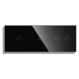Panou Intrerupator Simplu + Simplu + Dublu cu Touch din Sticla LUXION - negru