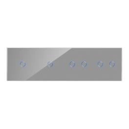 Panou Intrerupator Simplu + Simplu + Dublu + Dublu cu Touch din Sticla LUXION - gri