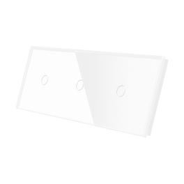 Panou Intrerupator Simplu + Simplu + Simplu cu Touch Din Sticla LUXION - alb