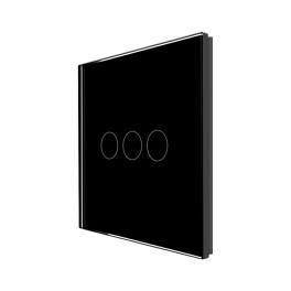 Panou Intrerupator Triplu cu Touch Din Sticla LUXION - negru