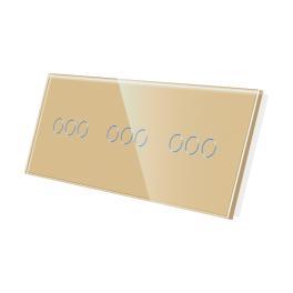 Panou Intrerupator Triplu + Triplu + Triplu cu Touch Din Sticla LUXION - auriu