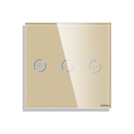Panou Intrerupator Variator cu Touch Mini din Sticla LUXION - auriu