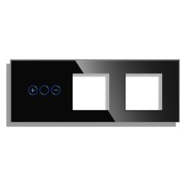 Panou Intrerupator Variator cu Touch si 2 Prize Simple Din Sticla LUXION - negru