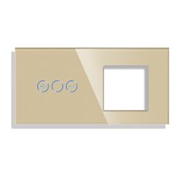 Panou Intrerupator Variator cu Touch si Priza Simpla Din Sticla LUXION - auriu