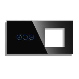 Panou Intrerupator Variator cu Touch si Priza Simpla Din Sticla LUXION - negru