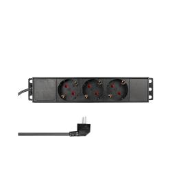 PDU 10", 3x Schuko, 1U, cablu 2m, Negru, ALU