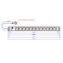 PDU vert. 12xSchuko Alb, 2 m fisa Schuko, AL