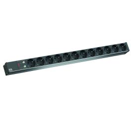 PDU19'' 12xSchuko, 2 m fisa Schuko, AL,prot.
