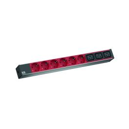 PDU19'' 6XSchuko+3XC19, 2m fisa C20 si AL- Negru-prize Rosii