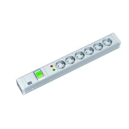 PDU19'' 6xSchuko Alb, intr., 2 m fisa Schuko, AL,prot.